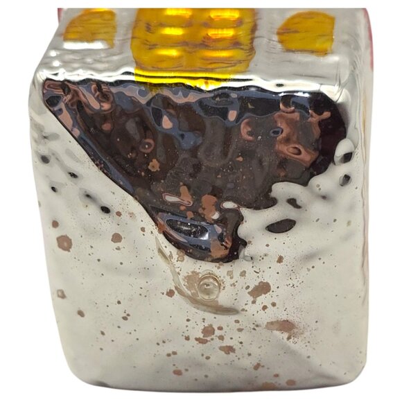 Vintage German Hand-Blown Church Glass Ornament With Red Roof & Yellow Windows - Picture 4 of 7